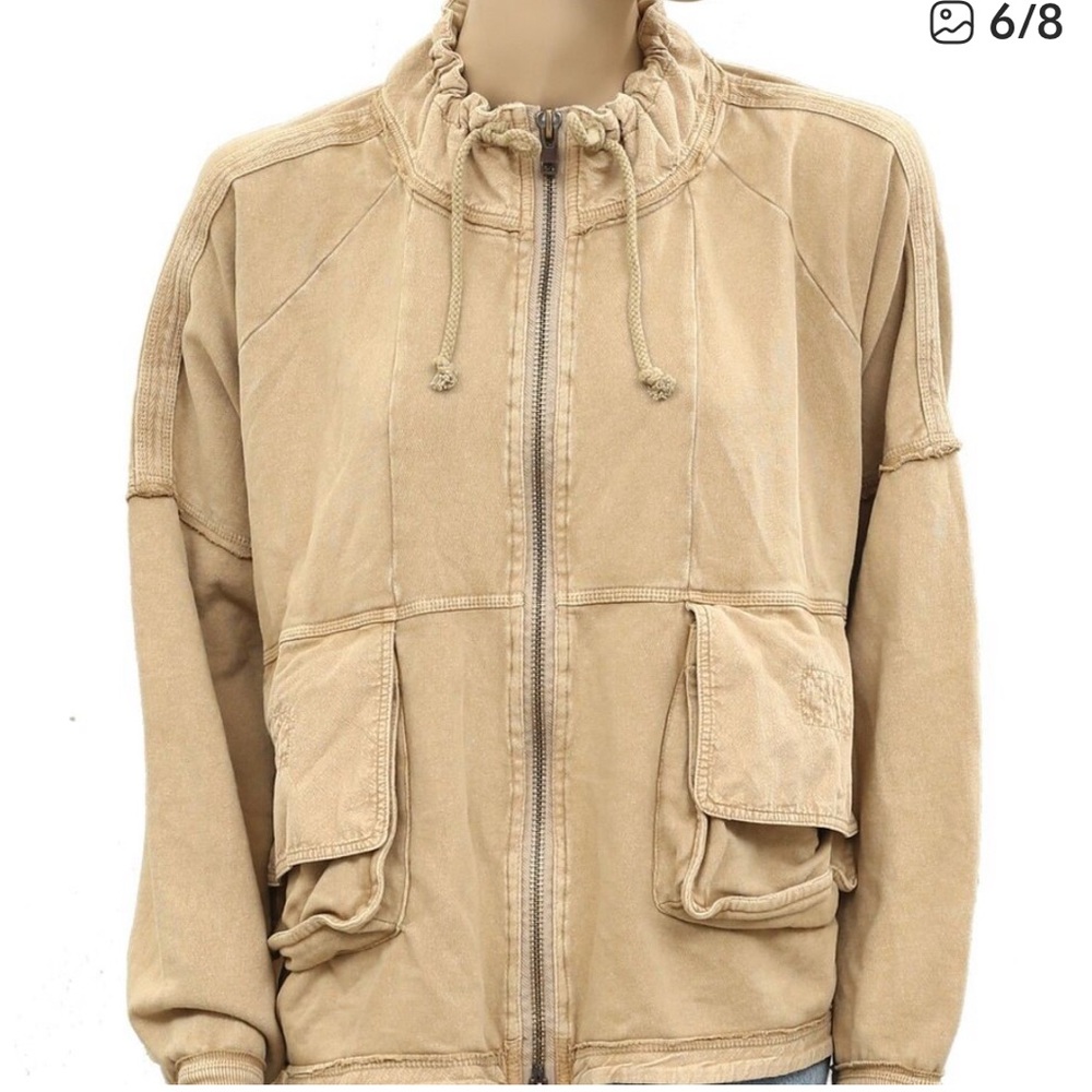 Free People We The Free Dune Buggy Cardigan Jacket Top Cotton Terry - Picture 3 of 6